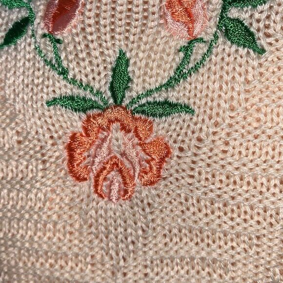 Vintage Pastel Embroidered Pullover Knit Sleeveless Sweater - Picture 3 of 15